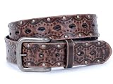 Snap on Studded Vintage Embossed Leather Jean belt