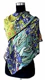 Prettystern -160cm Artworks Oil Printing Print matte Silk Scarf / Wrap - van Gogh - Irises