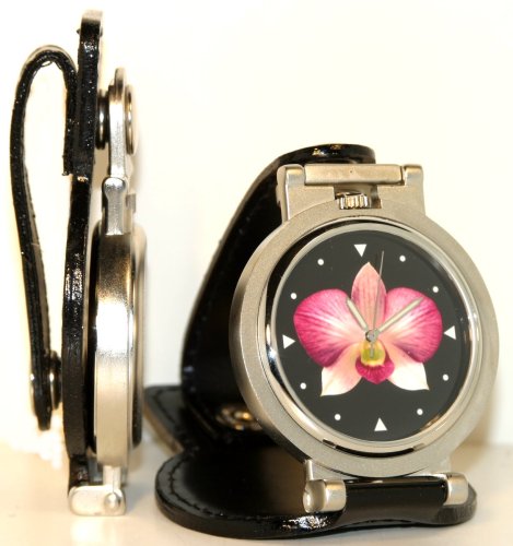 Images By ChrisC Watches, White Dendrobium Phalaenthes Orchid - Black Leather/Polished Steel Convertible Belt - Loop Watch, Womens Watches, Womens Images By ChrisC Watches