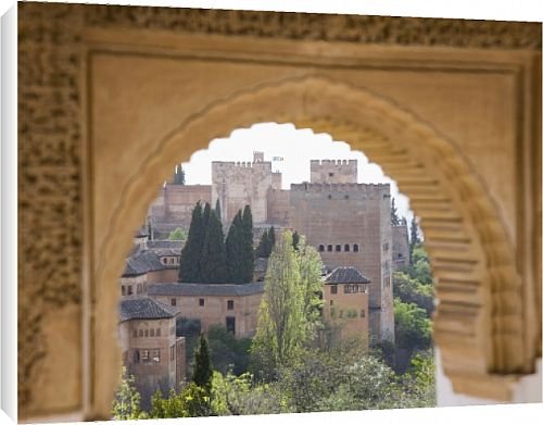 Canvas Prints of View to the Alhambra through arch in gardens of the Generalife, UNESCO World from Robert Harding