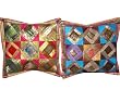 2 Hot Pink Steel blue Tribal India Vintage Sari Toss Pillow Cushion Covers