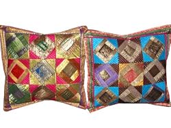 2 Hot Pink Steel blue Tribal India Vintage Sari Toss Pillow Cushion Covers