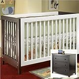 Sorelle City Lights Convertible 2-tone Espresso and White Crib Set With Esp ....