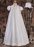 33 Short Sleeve Christening Gown with Hand Floral Embroidery