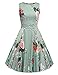 ACEVOG Women Sleeveless Swing Floral Dress For Party Cocktail Light Gray M