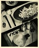 1932 Print Russel Wright Designs Salad Set Antique Wooden Bowl Aluminum Spoon - Original Halftone Print