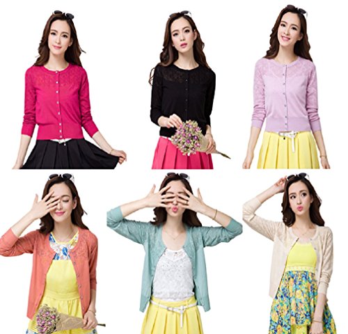 【ARINCO】 レディース ショート丈 カーディガン パール付 エレガント 通勤 通学 春秋 大きい サイズ M L XL XXL