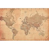 World Map (Vintage Style) Art Poster Print - 24x36