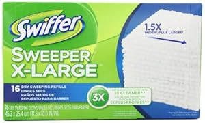 Swiffer Sweeper X-Large Dry Sweeping Cloths Refill, Unscented, 16-Count (Pack of 3) (Packaging May Vary)