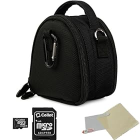 BLACK Mini Slim Compact Protective Travel Digital Camera Carrying Case with Accessory Compartment For Sony Cyber-Shot H70 / HX7V / HX9 / TX100V / TX55 / W530 / W610 / W570 / W620 / W650 / W510 / W560 / WX9 / TX10 / WX10 Point And Shoot Digital Camera + Includes a 16GB Micro SD Card with SD Adaptor +