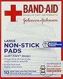 Band-Aid First Aid Covers Non-Stick Pads, Large, 10 Count