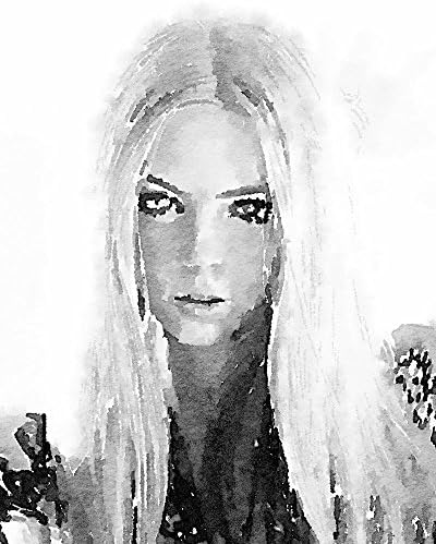 Watercolor Fashion portrait - An Unframed Canvas Paper / Watercolor-Style, Contemporary &amp; Modern Portrait Wall Art digital Print - by MrNobody (signed with certificate of authenticity)