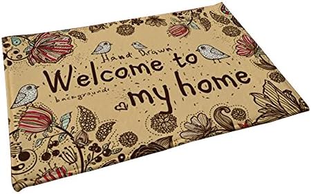 Octoberlsy "Welcome to my home"Floor Mats Hand Draw Bathroom Modern Suede Area Rugs with 20"*32"