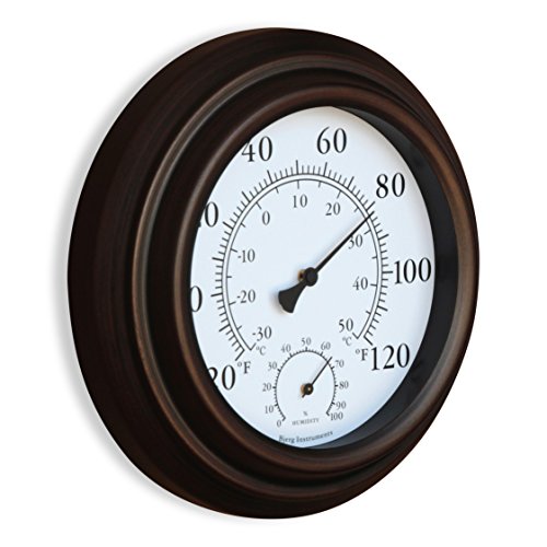 NEW 8" Metal Decorative Indoor / Outdoor Thermometer and Hygrometer