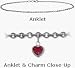 10 Karat 9 White Gold Belcher Style Red Stone Heart Charm Anklet