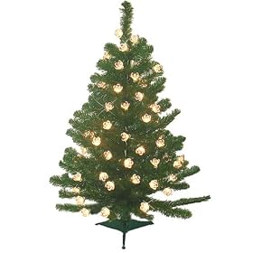 3' Pre-Lit Double Petal Reflector Artificial Christmas Tree Clear Lights #H80837