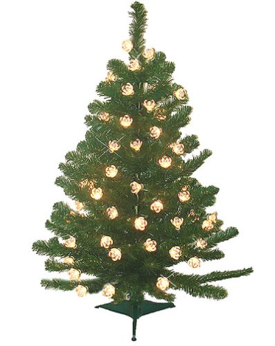 3' Pre-Lit Double Petal Reflector Artificial Christmas Tree Clear Lights #H80837 3' Pre-Lit Double Petal Reflector Artificial Christmas Tree Clear Lights #H80837