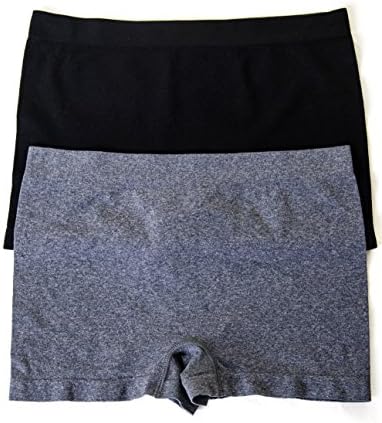 Delta Burke 2 Pack Plus Size Seamless Boy Shorts (3X, Heather Gray/Black)
