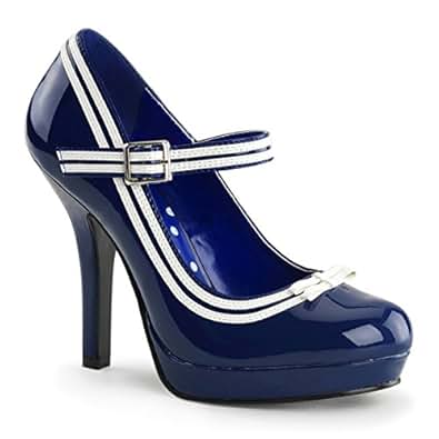 Amazon.com: Womens Navy Blue and White Mary Jane Pumps