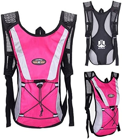 Yalasa 2L Water Bladder Bag Backpack+Hydration Packs Camelbak Hiking Camping (Hot Pink)