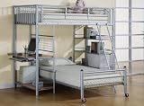 Bunk Bed - Twin / Twin Size Workstation Bunk Bed in Silver - Coaster