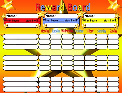 HALF PRICE SALE!! Magnetic Reward / Star / Responsibilty / Chore / Behavior Chart for Motivating Children. Rigid Board 32 X 42 Cms (12.5 X 16.5