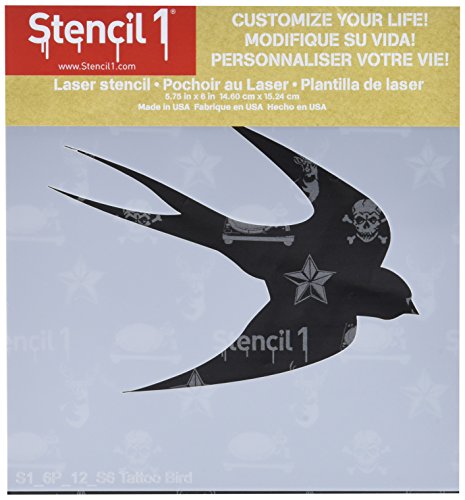 Stencil1 Tattoo Bird Stencil 5.75" x 6" - Durable Quality Reusable Stencils for Painting - Create Stencil Crafts and Decor - Decor on Walls Fabric & Furniture Recyclable Art Craft - 5.75" x 6"