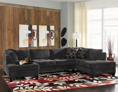 Hugh Right (RAF) Large Chaise 3 Piece Sectional in Thick Charcoal Gray Cover by Coaster - 501569R
