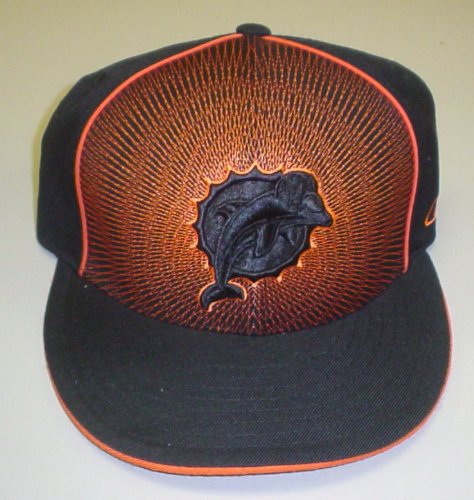 Miami Dolphins Spyro Pattern Flat Bill Fitted Reebok Hat Size 7