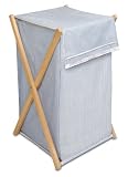 Blue Gingham Wood Frame Hamper