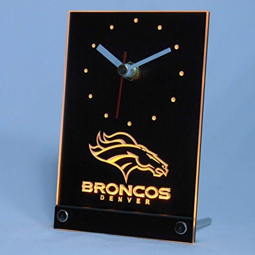 NFL Sign Football Sports Fan Best Design Exclusive Colorful Table Desk 3D LED Neon Clock night light All stars Teams Logos Style Gold Yellow Color (Denver Broncos Fathead Horse Logo)