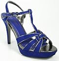 Cobalt Blue Caged T-Strap Platform Sandal MF Suede