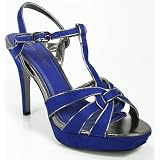 Cobalt Blue Caged T-Strap Platform Sandal MF Suede