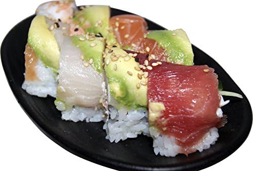 Black Melamine Asian Style Restauant Quality Oval Plate That Looks Like Porcelain and is Lightweight. Excellent for Salad, Sushi, Fruit, Appetizer, Desserts. Set of 4