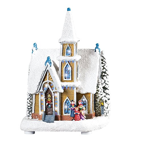 Fiber Optic Miniature Snowy Church Village