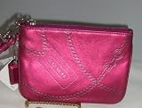 Coach Jewel Raspberry Leather Metallic Wristlet #43304