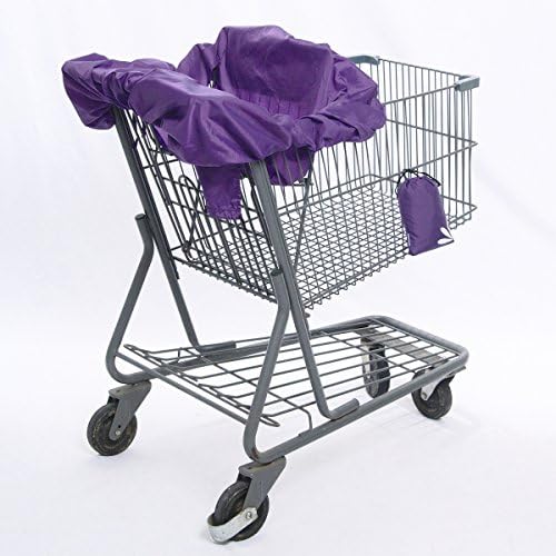 Travel Essentials 4 Piece Gift Set for Babies &amp; Toddlers - Shopping Cart &amp; High Chair Cover, Extra Long Bibs, &amp; Extra Large Changing Mat in Purple - Cool &amp; Unique Baby Shower Gift - Machine Washable