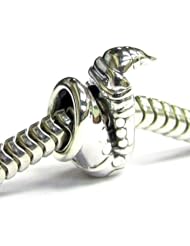 Sterling Silver Music Instrument Saxophone Bead For Pandora Troll European Charm Bracelets