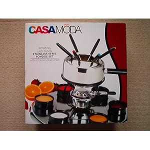 Casamoda Rotating Lazy Susan Stainless Steel Fondue Set with 6 Color-Coded Forks by 