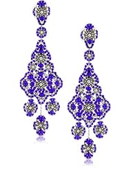 Miguel Ases Blue Bead and Sterling Silver Grand Eye Earrings