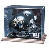 New York Giants NFL Full Size Football Helmet Display Case (Wood Base)
