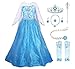 JerrisApparel Snow Party Dress Queen Costume Princess Cosplay Dress Up (4-5, Blue with Accessories)