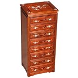 Handmade 23 8-Drawer Rosewood Jewelry Box / Armoire With Mother of Pearl Inlay & Felt Lining