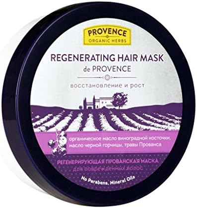 Regenerating Hair Mask de Provence for Damaged Hair, Restore &amp; Growth, 7.44 oz/ 220 ml (Provence Organic Herbs)
