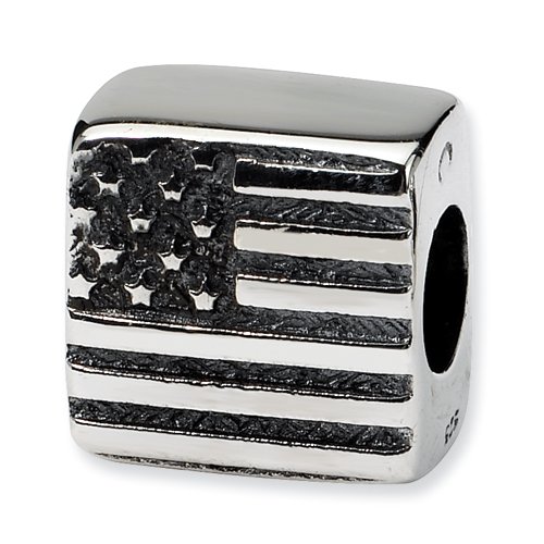 .925 Sterling Silver Flag Bead