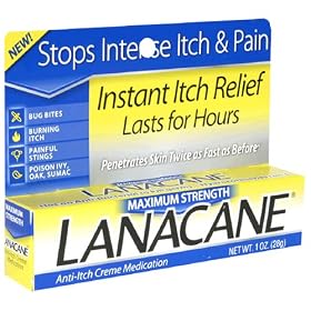 Lanacane Anti-Itch Cream Medication, Maximum Strength, 1 oz (28 g)
