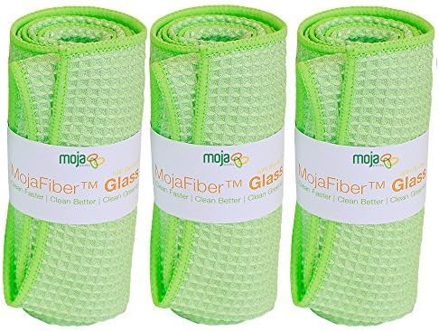 Pro-Style Universal Cleaning Cloths | Hard Surfaces, Glass, Windows & Mirrors | 3 Pk - 16"x16" | Ultra Dense Microfiber | Super Absorbent | Just Use Water | Chemical Free | No Streaks or Lint by MojaFiber