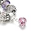 Long Way ® Handmade Purple Beads Carved Bracelet Silver Plated Snake Chain Cubic Crystal Ball Charm Bracelet For Women & Men