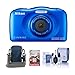 Nikon Coolpix W100 Point & Shoot Camera, Blue - Bundle with Camera Case, 16GB SDHC Card, Cleaning Kit