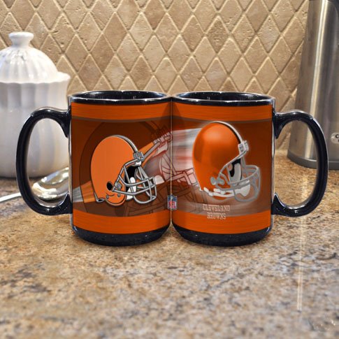 NFL Cleveland Browns 15-Ounce Black Helmet Mug (2 Pack)